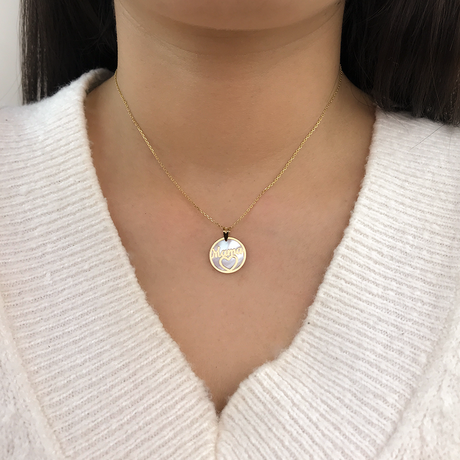 Collar Nácar mamá corazón