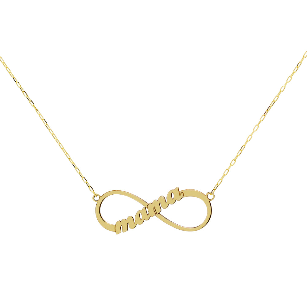 Collar infinito con palabra mamá en Oro 9k
