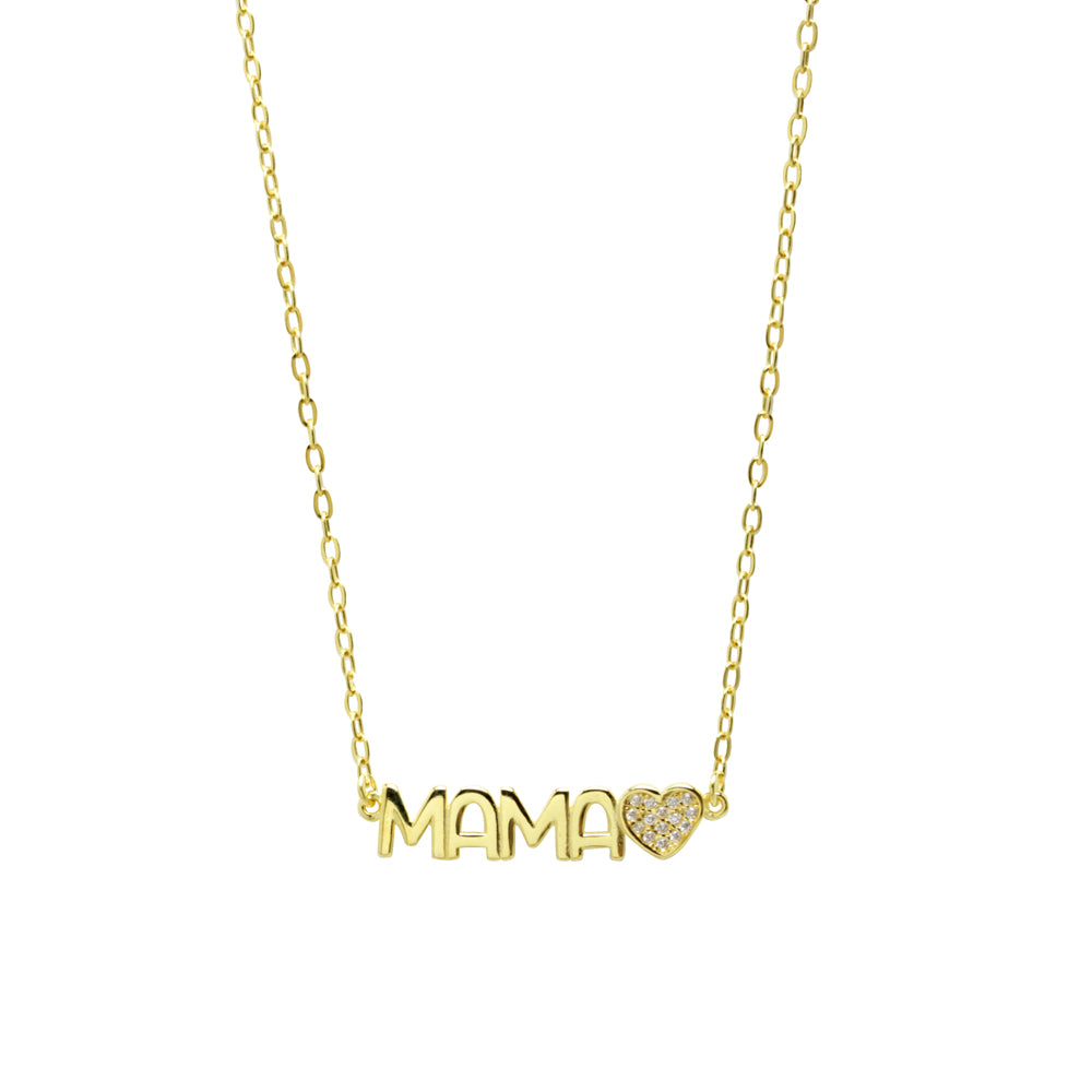 Collar Mamá Corazón de Plata 925 con Circonitas