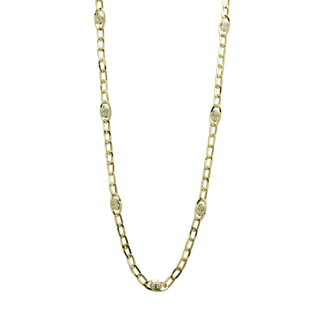 Collar de eslabones con circonitas en oro de 18 quilates