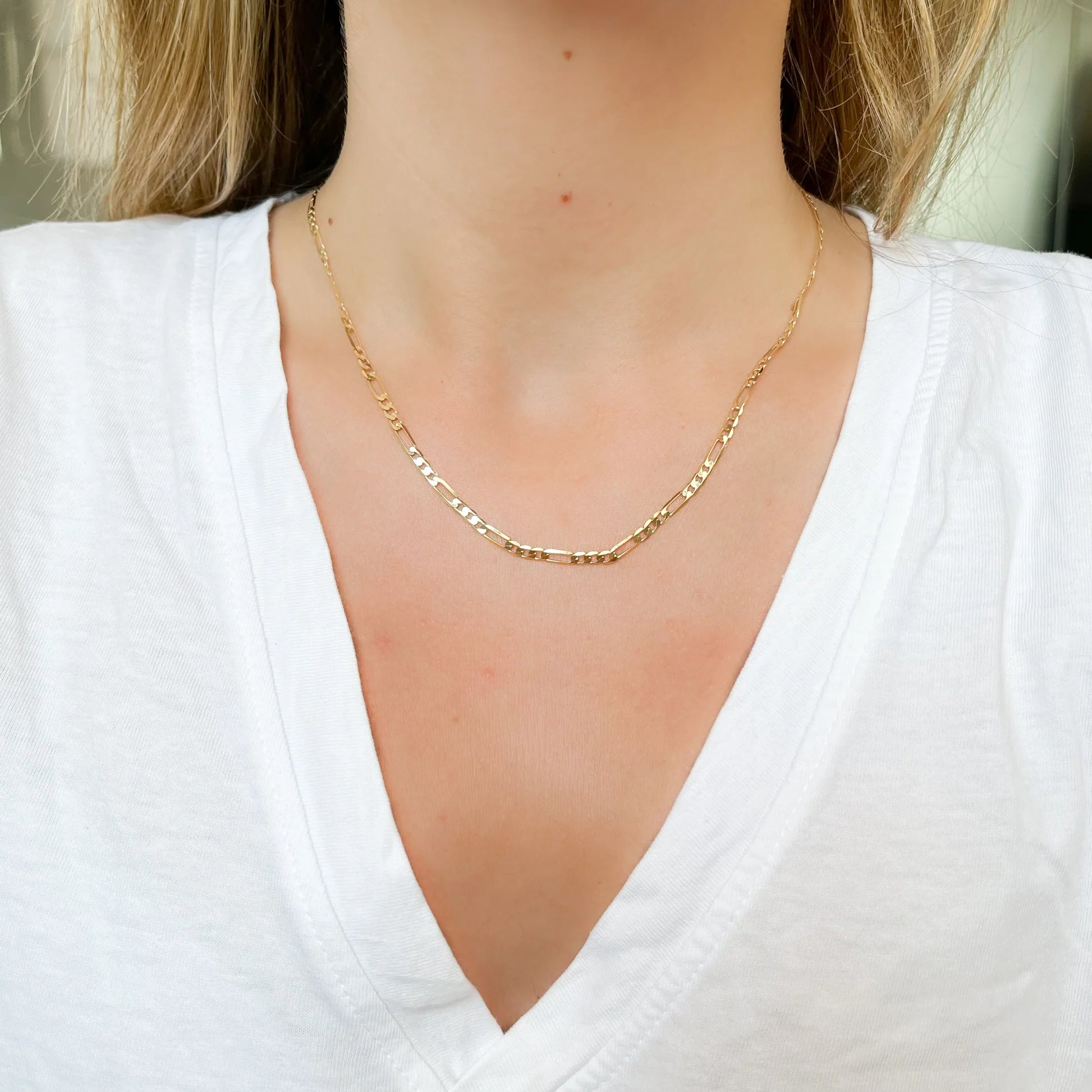 Cadena Progresiva Plana 3x1 de 45cm Oro