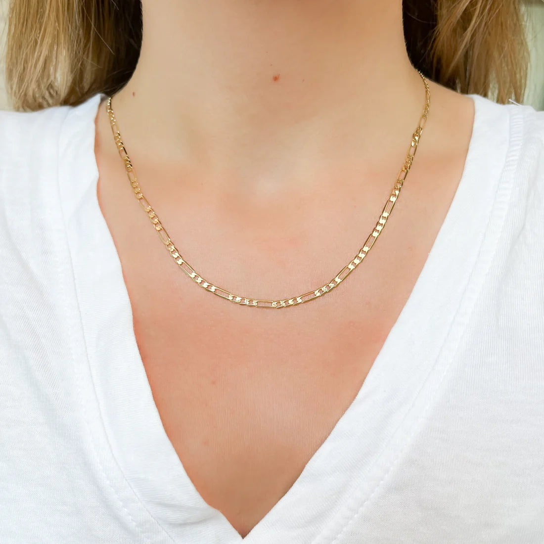Collar Cadena Progresiva Plana de Oro 9K