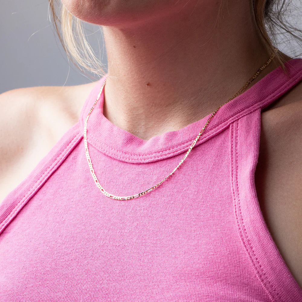 Cadena Progresiva 3x1 Diamantada Extraplana 45x2 en Oro Amarillo 9 Kilates