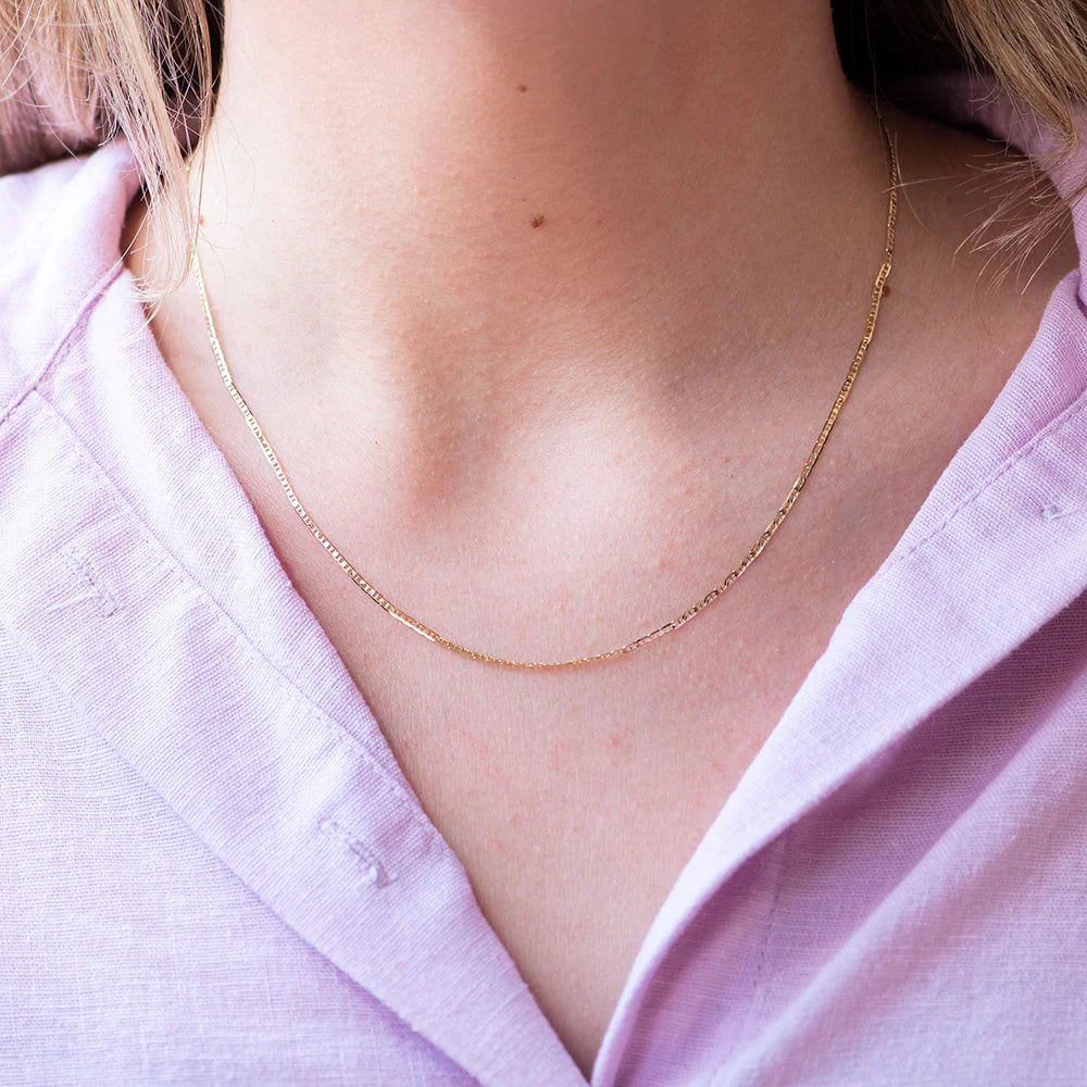 Cadena Travesino Plana de Oro 9K para Mujer