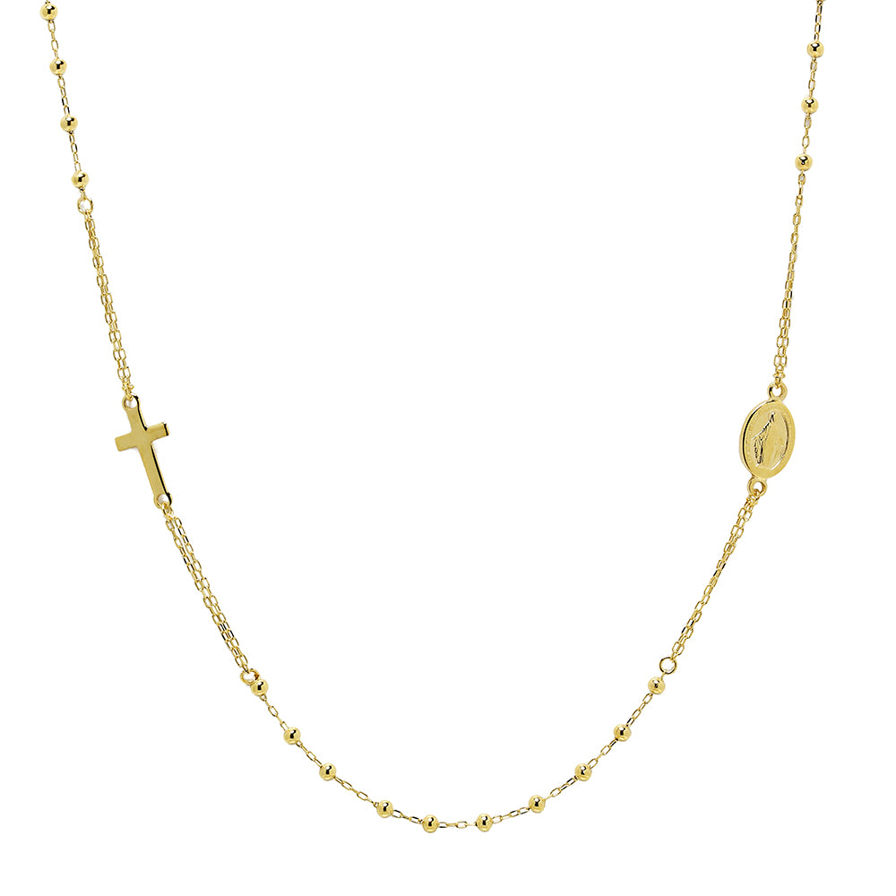 Colgante Cruz y Milagrosa de Oro 9K Personalizado
