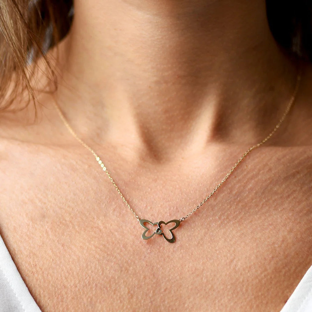 Cadena y Colgante Mariposas Oro