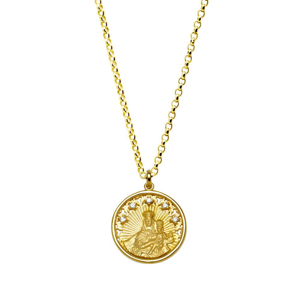 Collar Virgen del Carmen de Plata 925 con 5 Circonitas