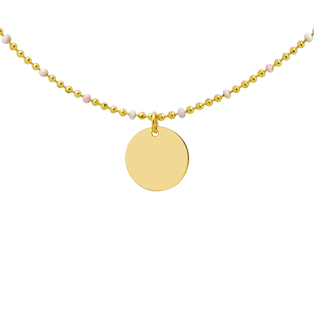 Collar Personalizable Bolitas Esmalte Rosa