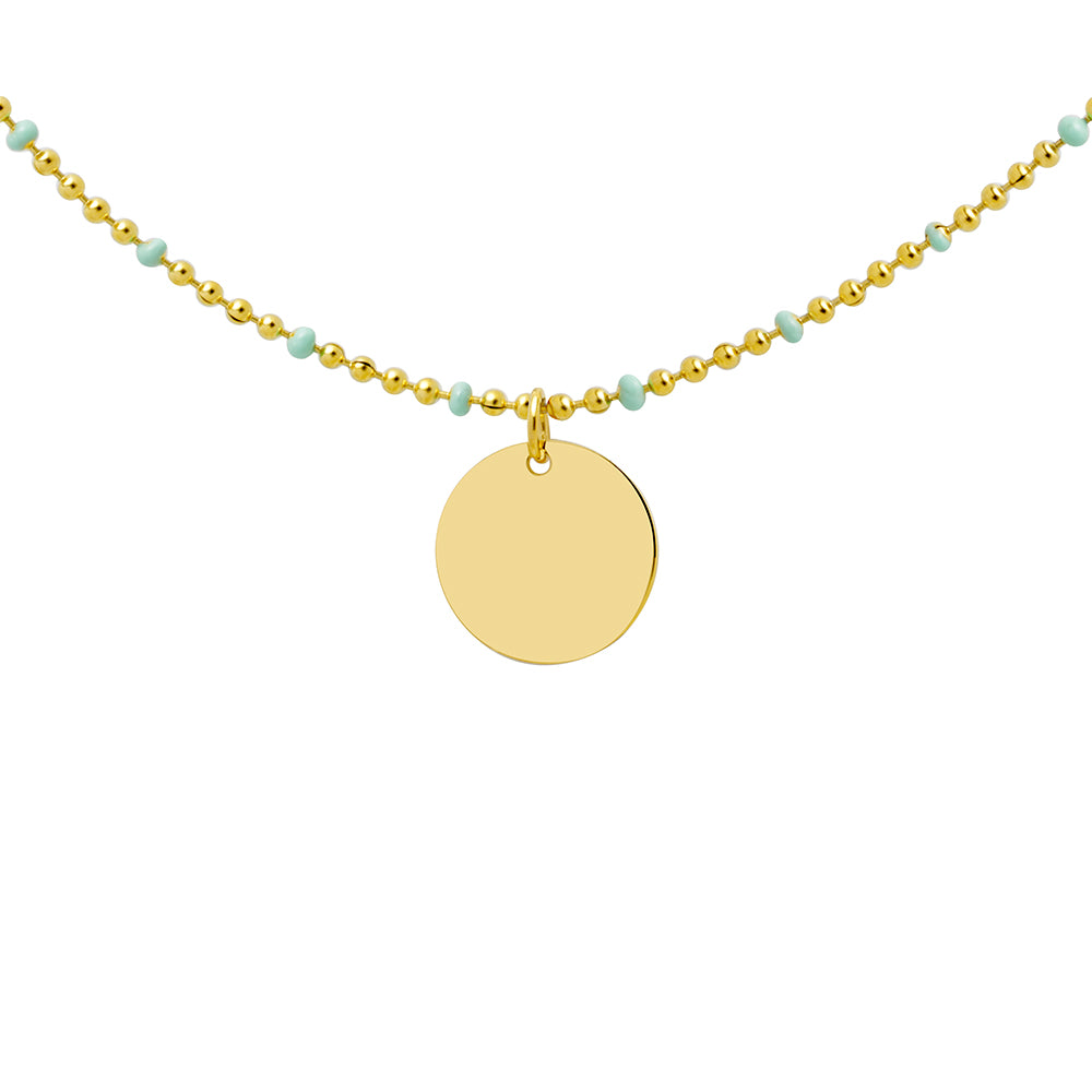 Collar Personalizable Bolitas Esmalte Turquesa