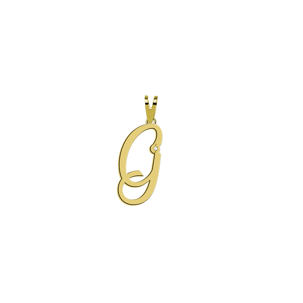 Colgante de Oro con Inicial Grabada y Circonita