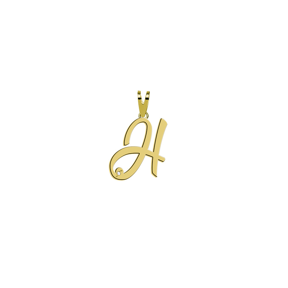 Colgante de Oro con Inicial Grabada y Circonita