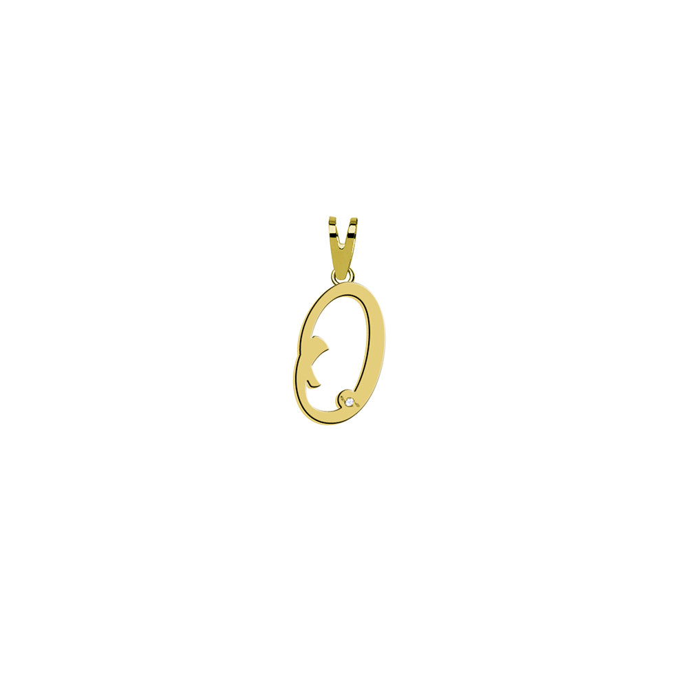 Colgante de Oro con Inicial Grabada y Circonita
