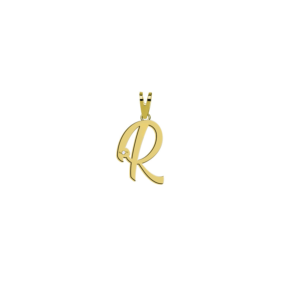 Colgante de Oro con Inicial Grabada y Circonita