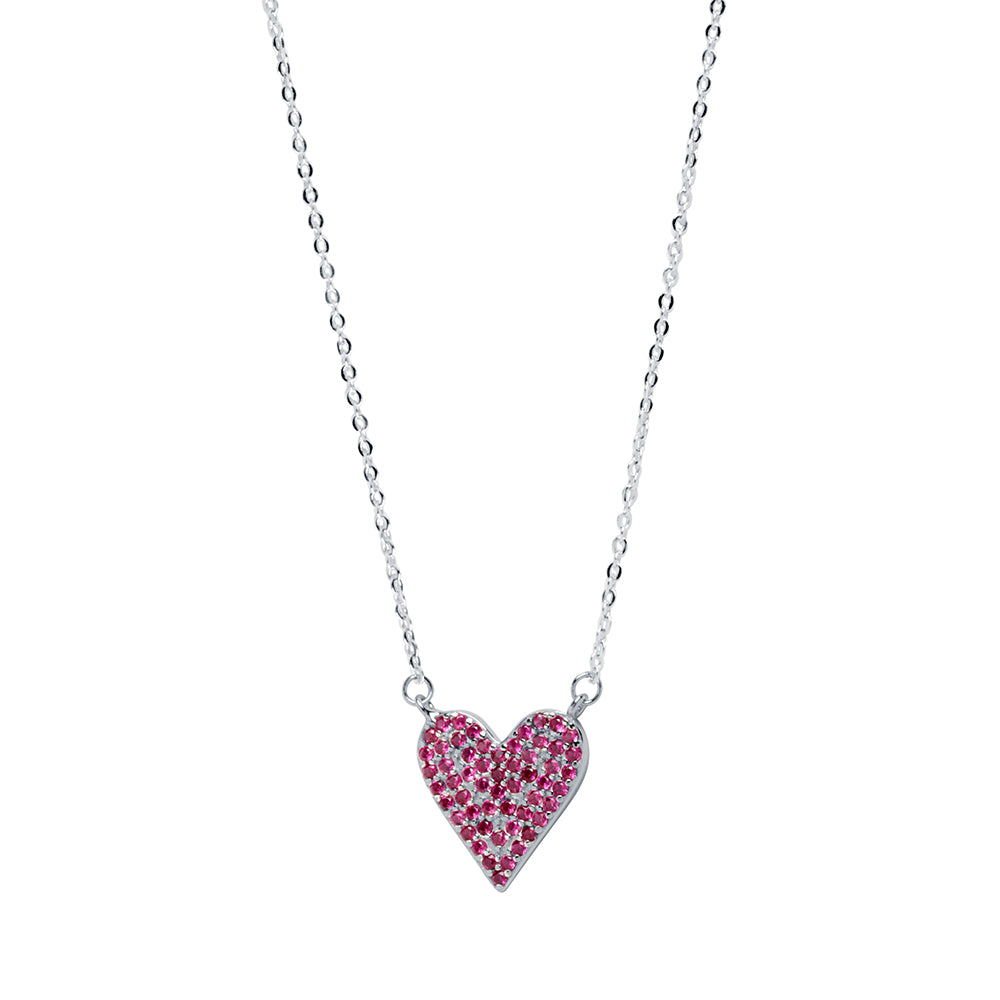 Collar Corazón Circonitas Rosa
