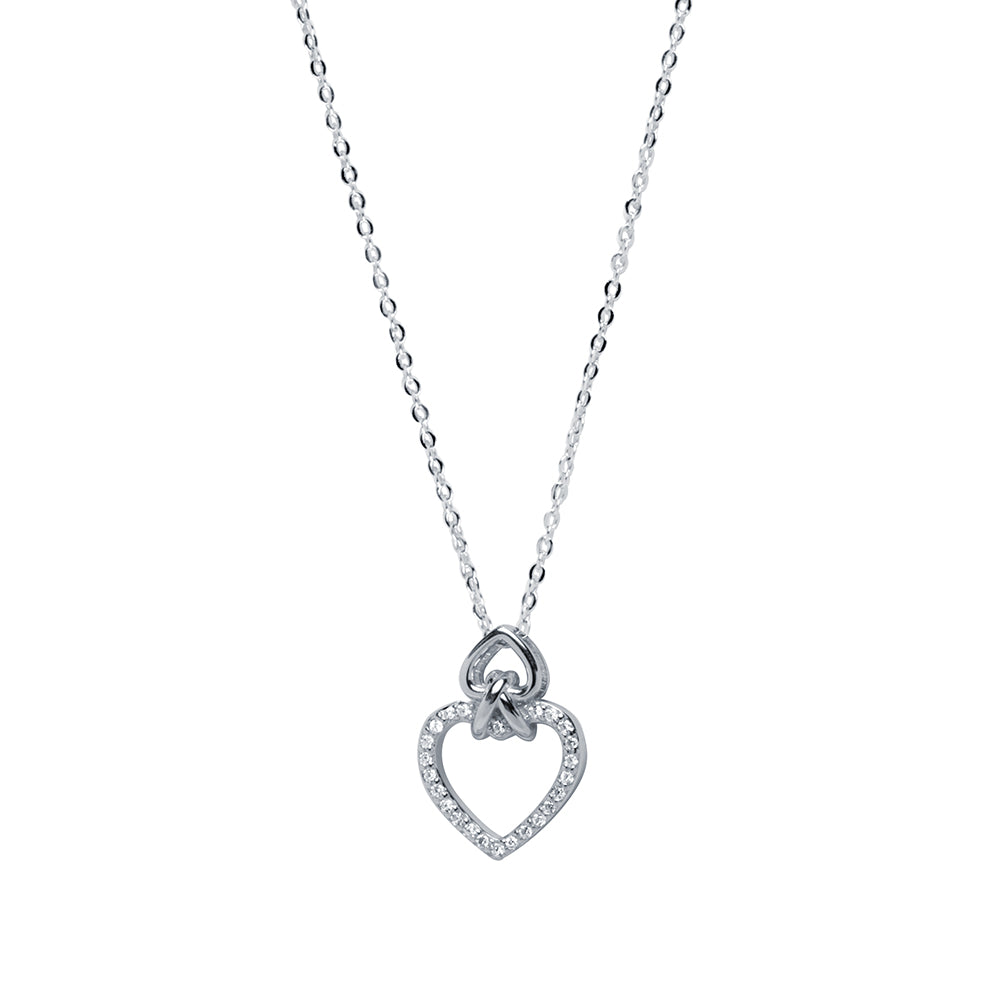 Collar Corazón Circonitas Entrelazado