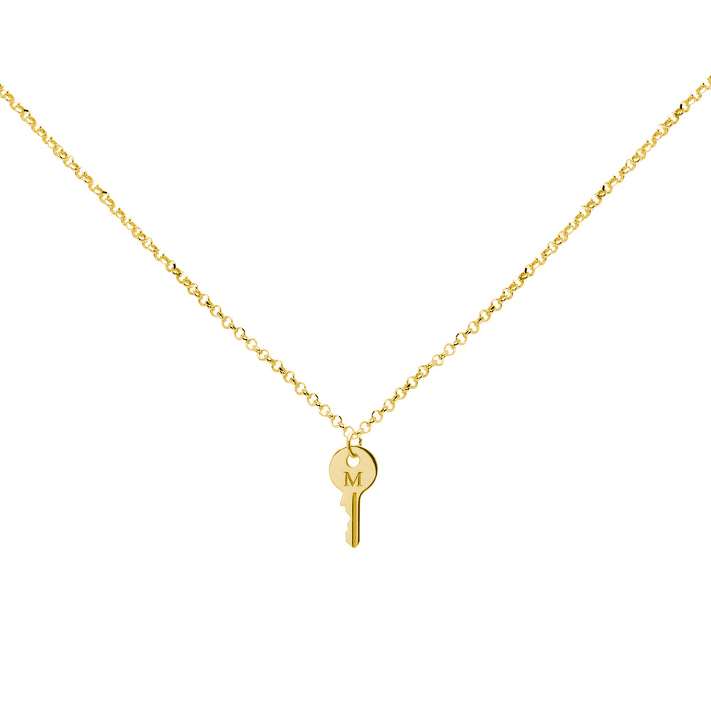 Collar Llave de Plata 925 con Inicial Grabada