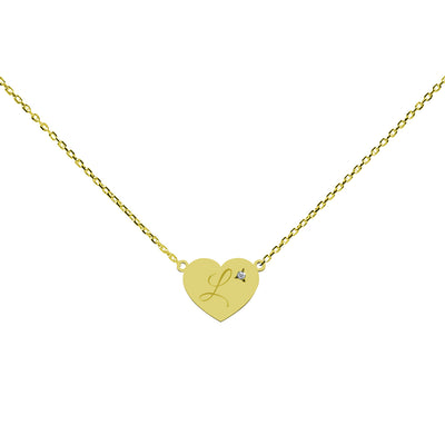 Collar Corazón de Oro 9K con Diamante