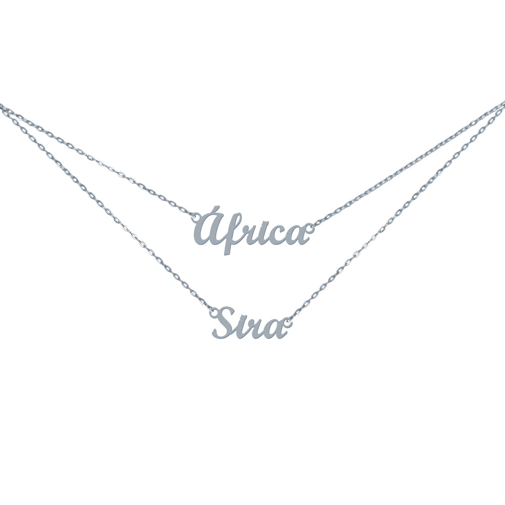Collar con nombre Doble Circonita Cursiva