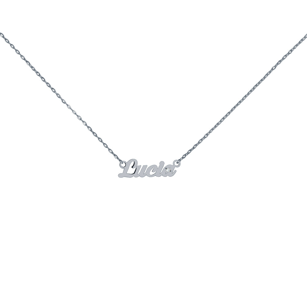 Collar Circonita de Oro 18K con Nombre Grabado