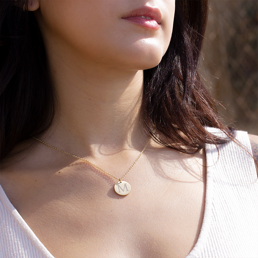 Collar Personalizable Small Rounded Acero Vintage
