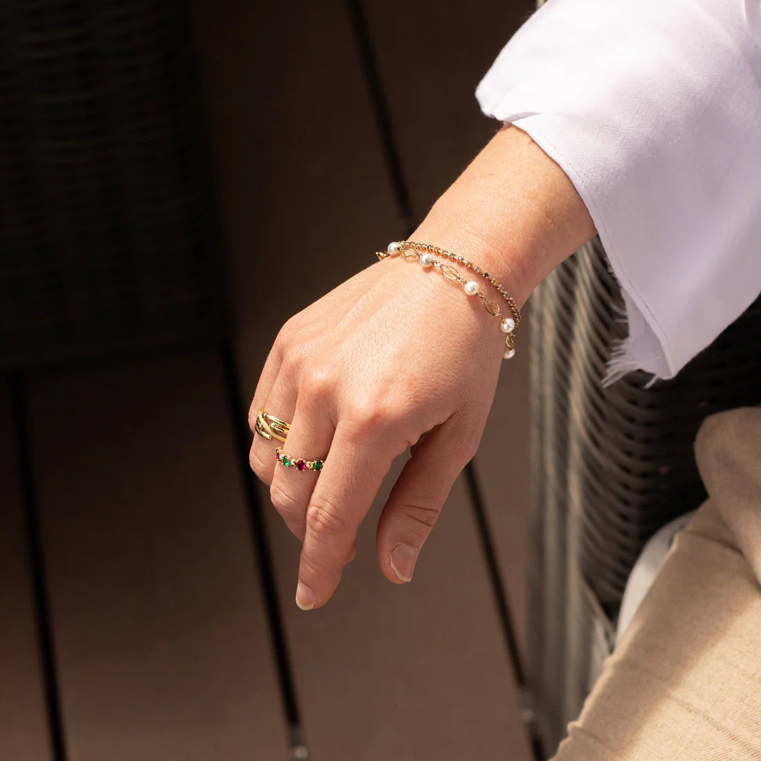 Pulsera Perlas de Oro 18K y Oro 9K Personalizada