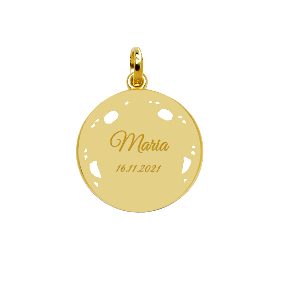 Medalla bautizo Virgen Niña plata 925 personalizada con nombre grabado - Customima