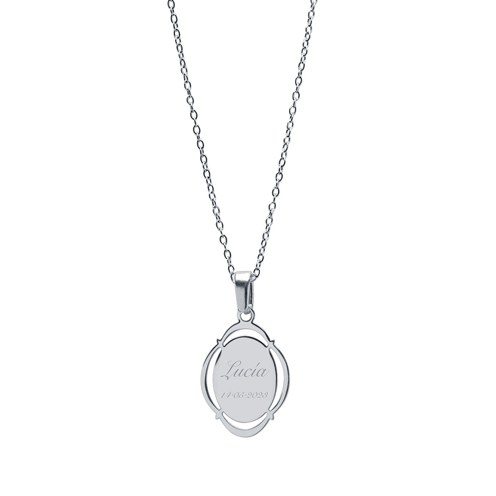 Collar Virgen Niña Ovalada de Plata 925 Personalizado