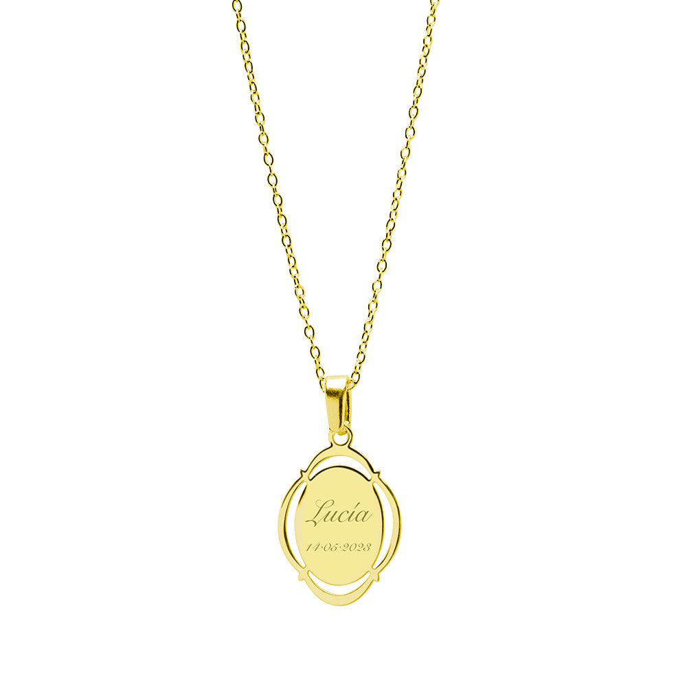 Collar Virgen Niña Ovalada de Plata 925 Personalizado