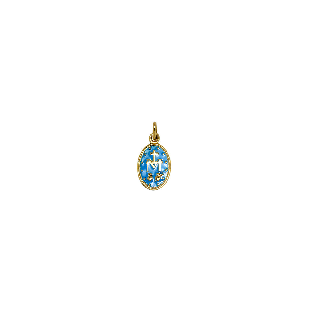Colgante Virgen Milagrosa de Oro 9K con Nombre Grabado
