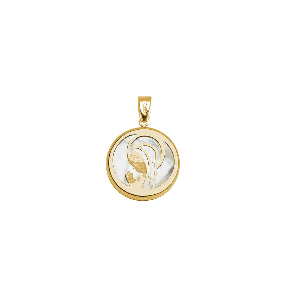 Medalla Vírgen Niña Nácar 12mm