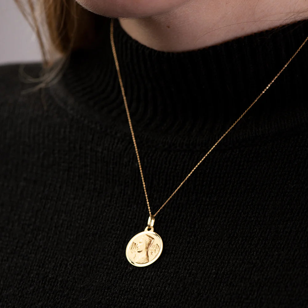 Colgante Virgen Montserrat y Sant Jordi de Oro 18K