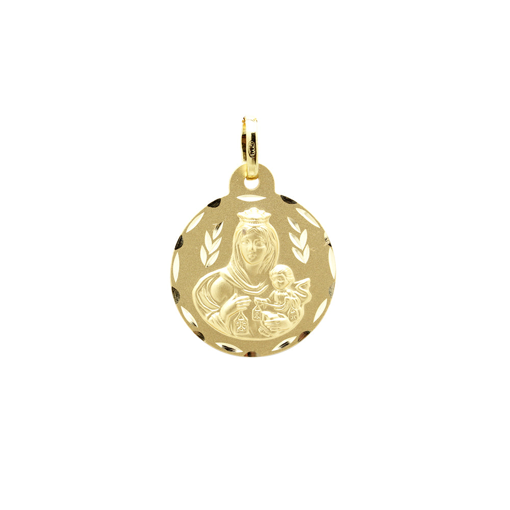 Medalla Virgen del Carmen y Jesús 20mm Oro