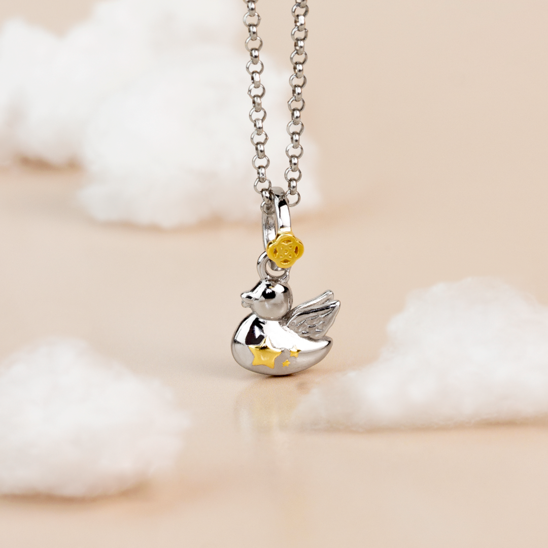 Colgante Pato Angelito personalizado con grabado Plata 925
