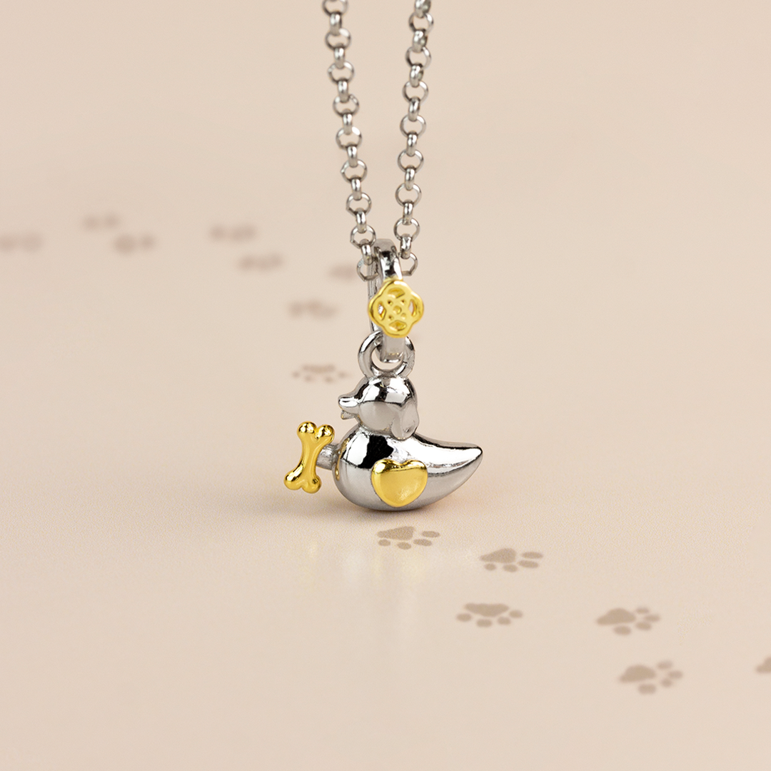 Colgante Pato Perrito personalizado con grabado Plata 925