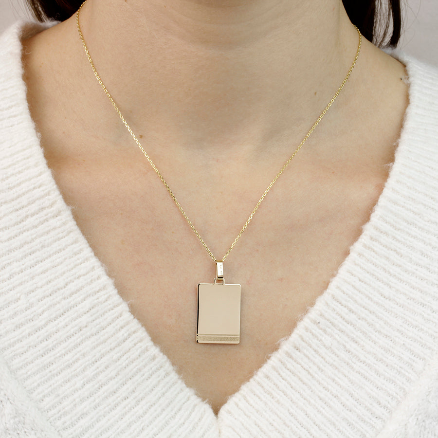 Medalla Rectangular Greca Doble 16x22mm