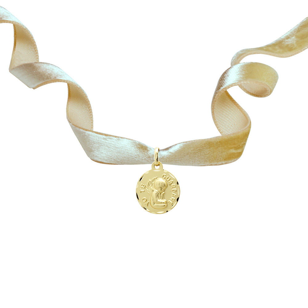 Medalla para el Ramo de Novia Ángel Te Guardaré de Oro 18k