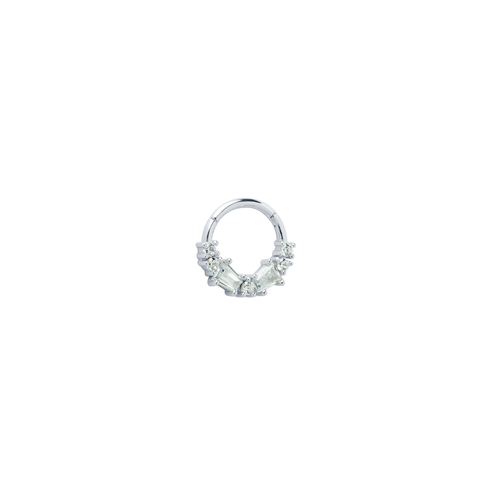 Pendiente piercing Daith Baguette plata