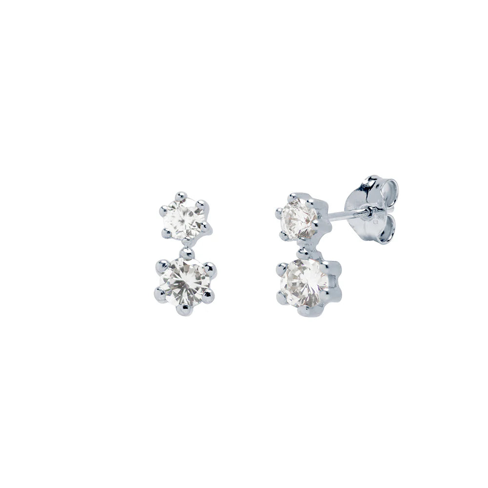 Pendientes Dobles de Oro con Circonitas