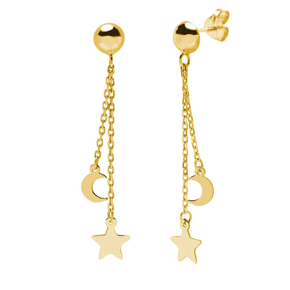 Pendientes Luna y Estrella de Oro 9K