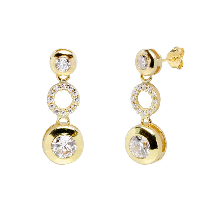 Pendientes Largos de Oro 9K con Circonitas