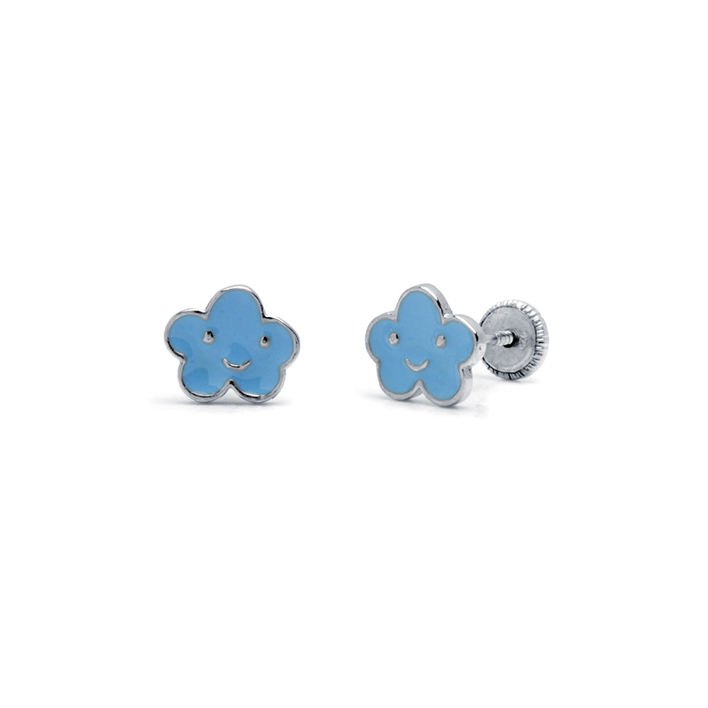 Pendientes Niña Nube Azul Plata