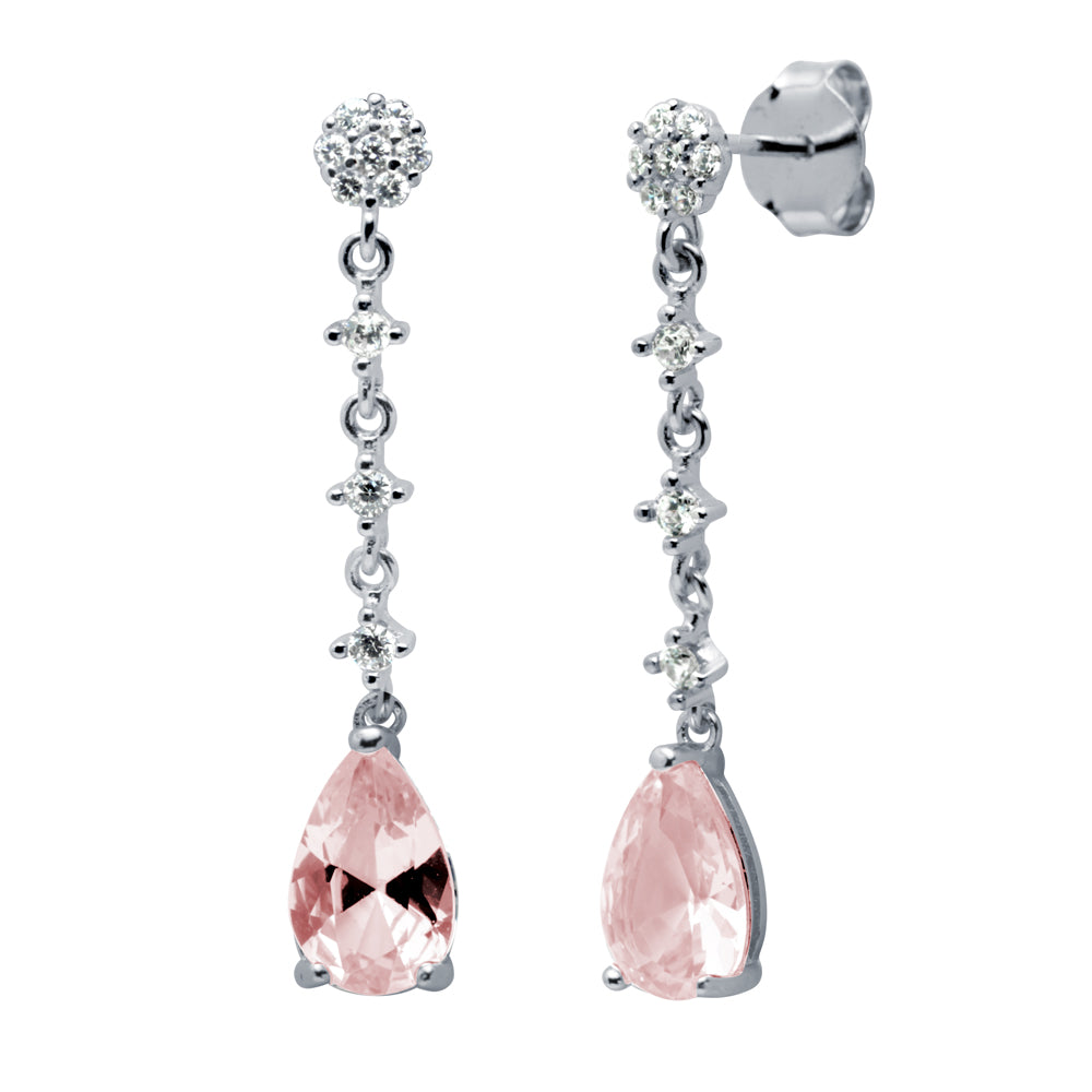 Pendientes largos Rosa plata