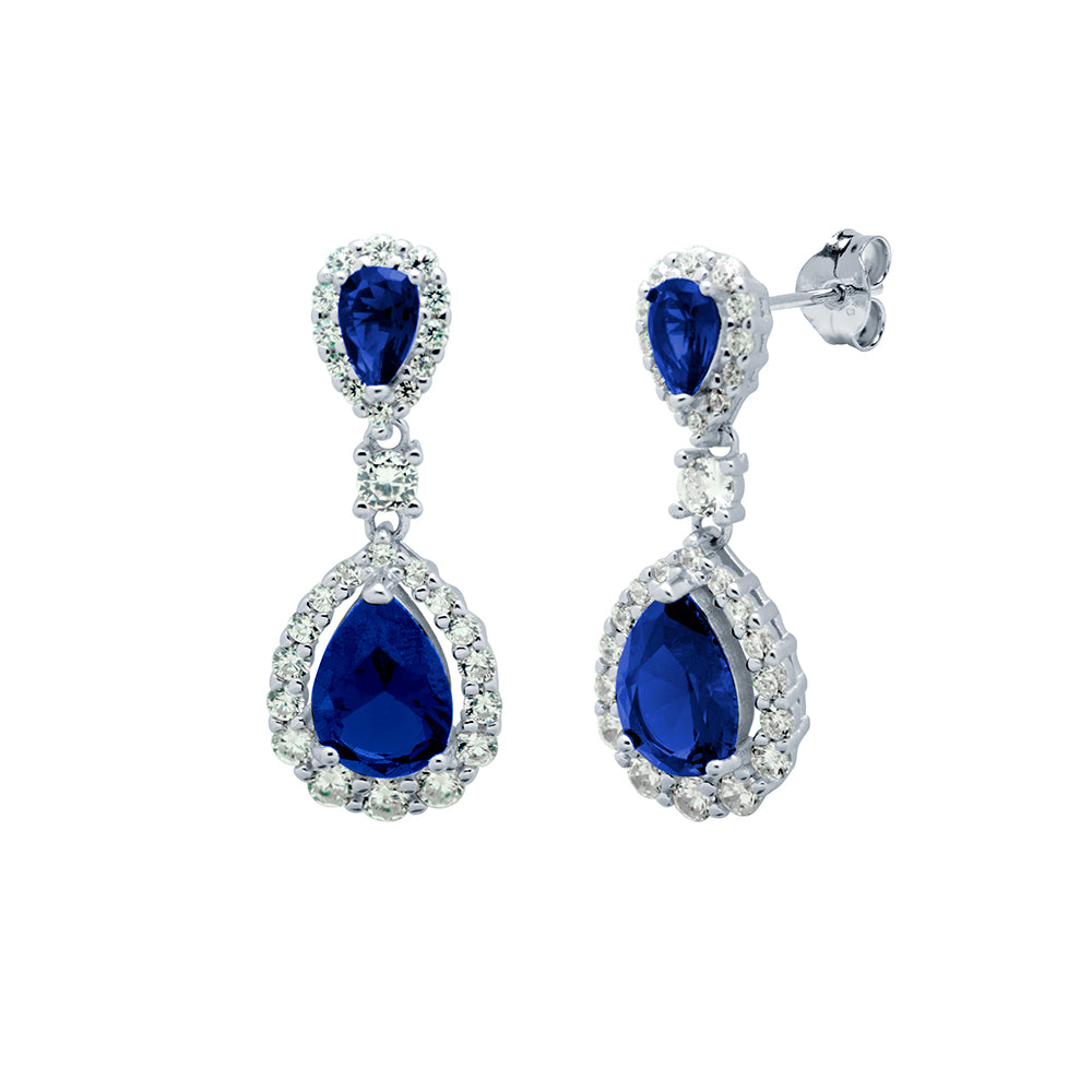 Pendientes Fiesta Circonita Zafiro Plata