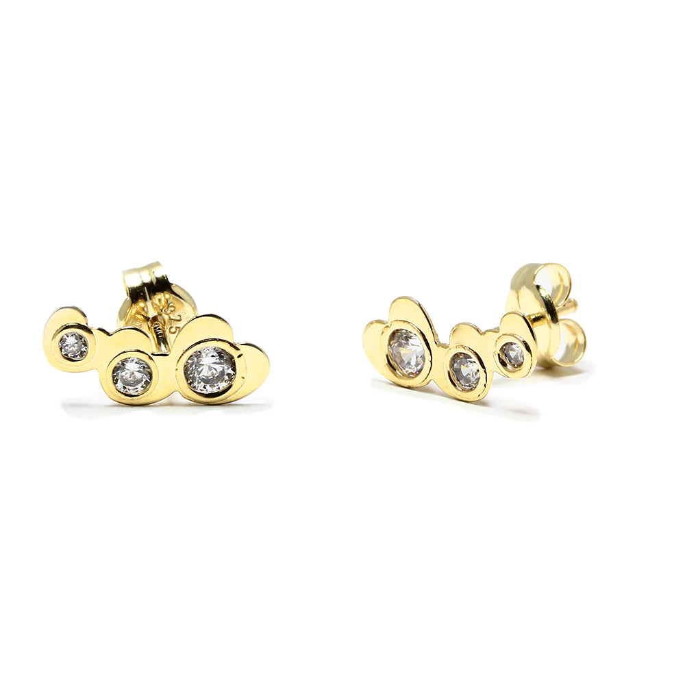 Pendientes Corazones de Oro 9K con Circonita