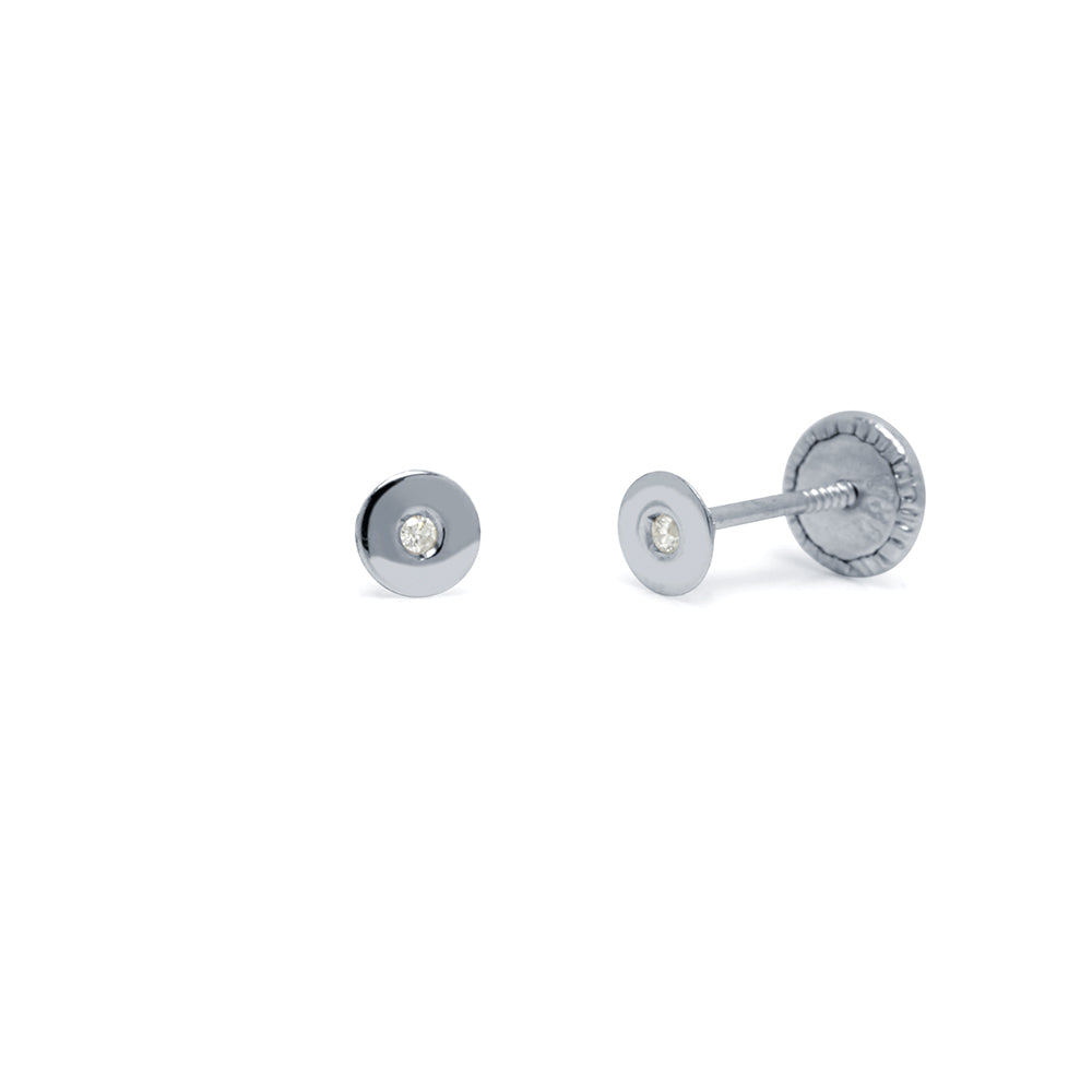 Pendientes Bebés Redondo Diamante Natural y Oro 18k