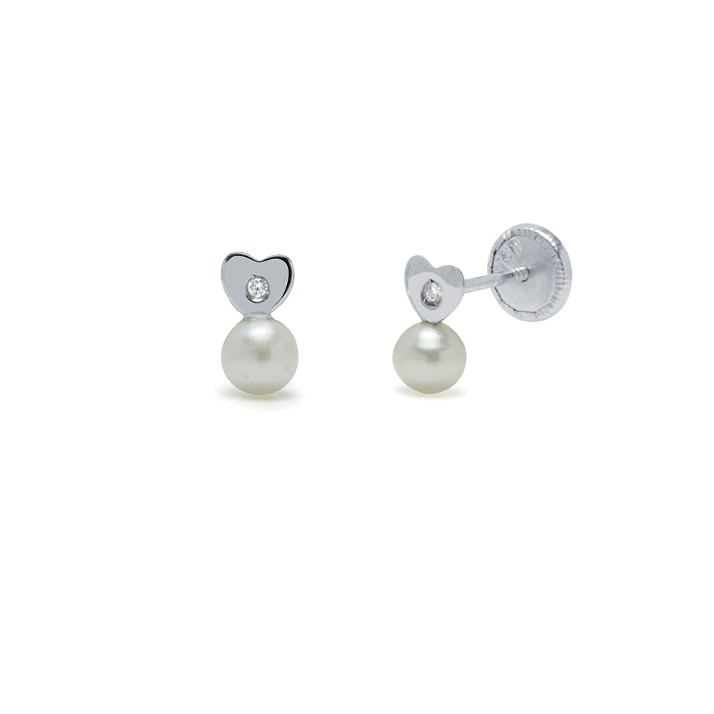 Pendientes Bebés Tu y Yo Corazón Diamante Natural y Oro 18k