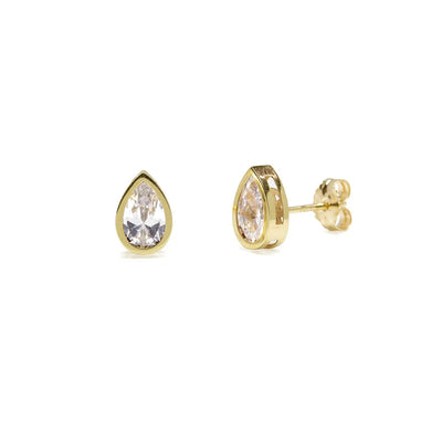 Pendientes Lágrima de Oro 18K con Circonitas