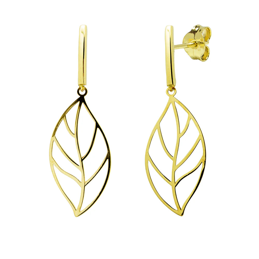 Pendientes Largos Hoja de Oro