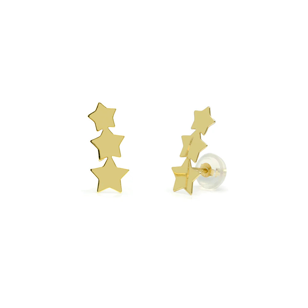 Pendientes Tres Estrellas Oro
