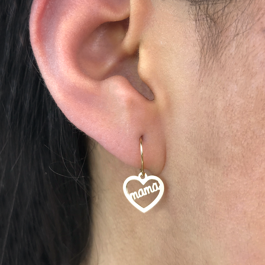 Pendientes corazón mamá